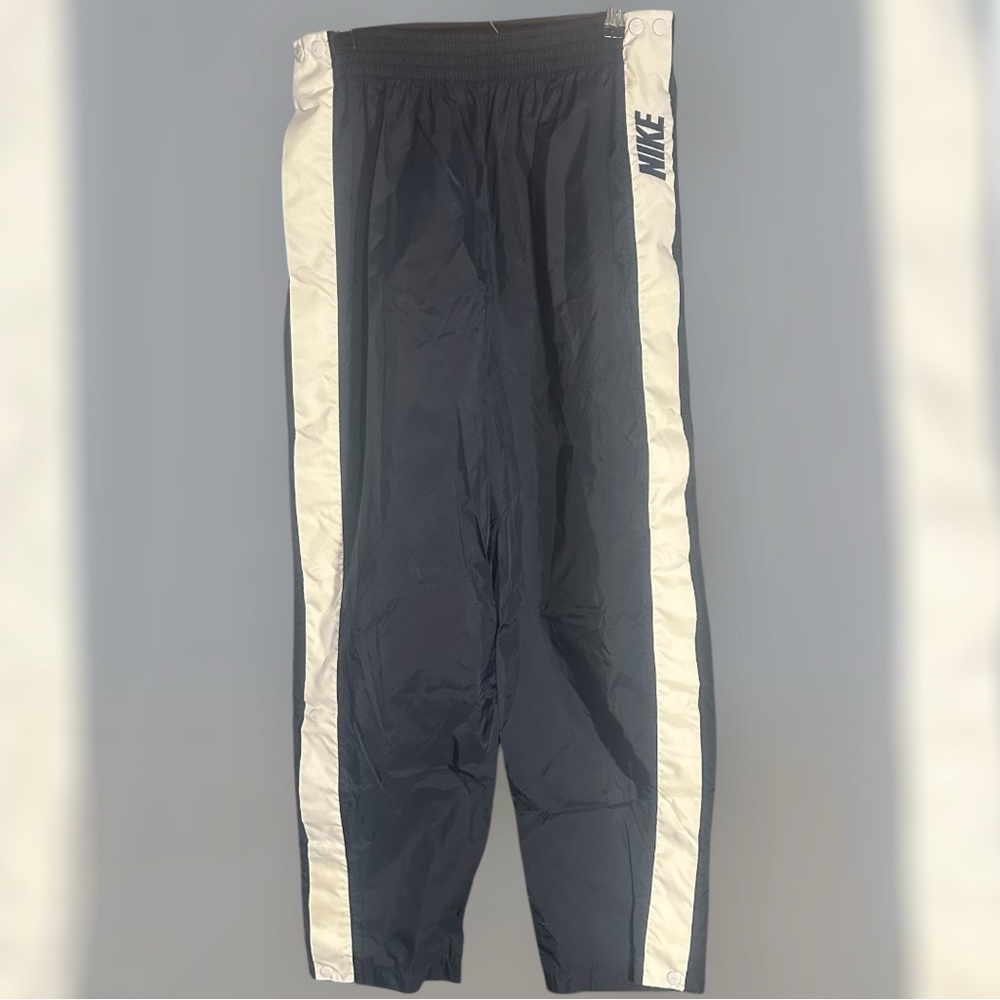 VTG Nike Tear Away Track Pants L Black Snap Up Retro 90' windbreaker HTF *READ**